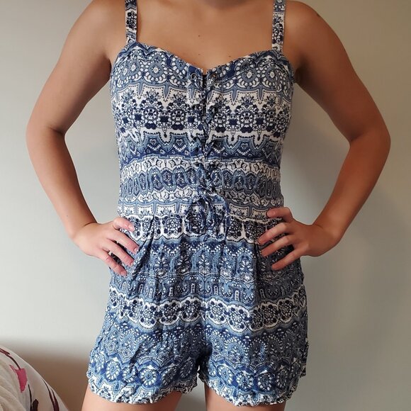 Hollister Blue & White Romper - Picture 1 of 3